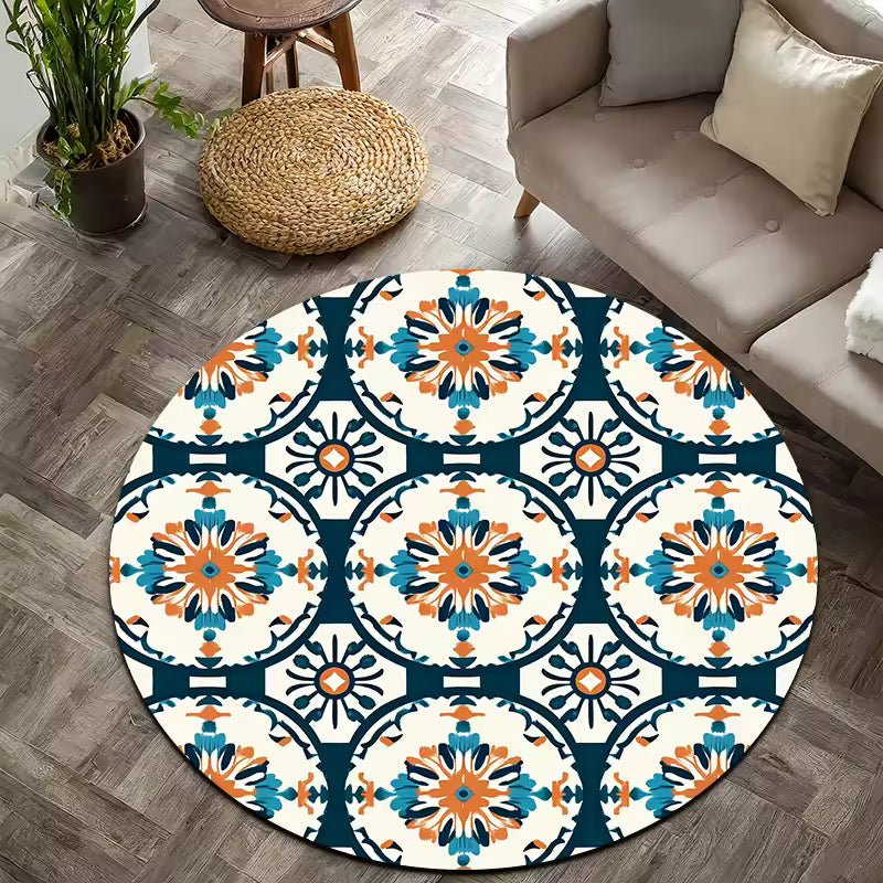 Patterned round rug